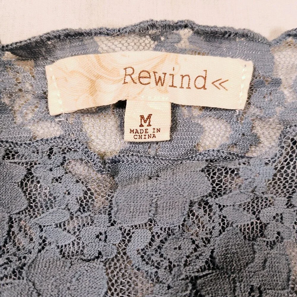 Rewind‎ Women's Medium Long Sleeve Lace Blouse NWOT - Picture 4 of 8